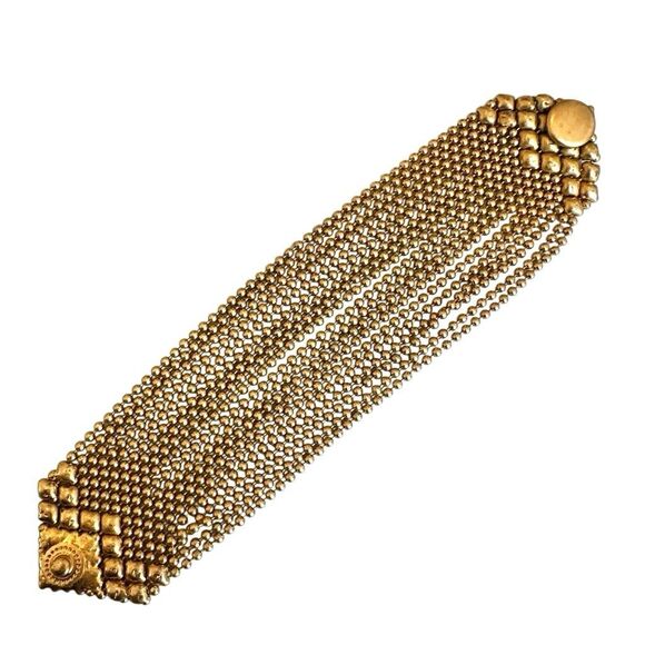 Gold-Tone  multi strand Ball Chain Statement Bracelet - Picture 4 of 5